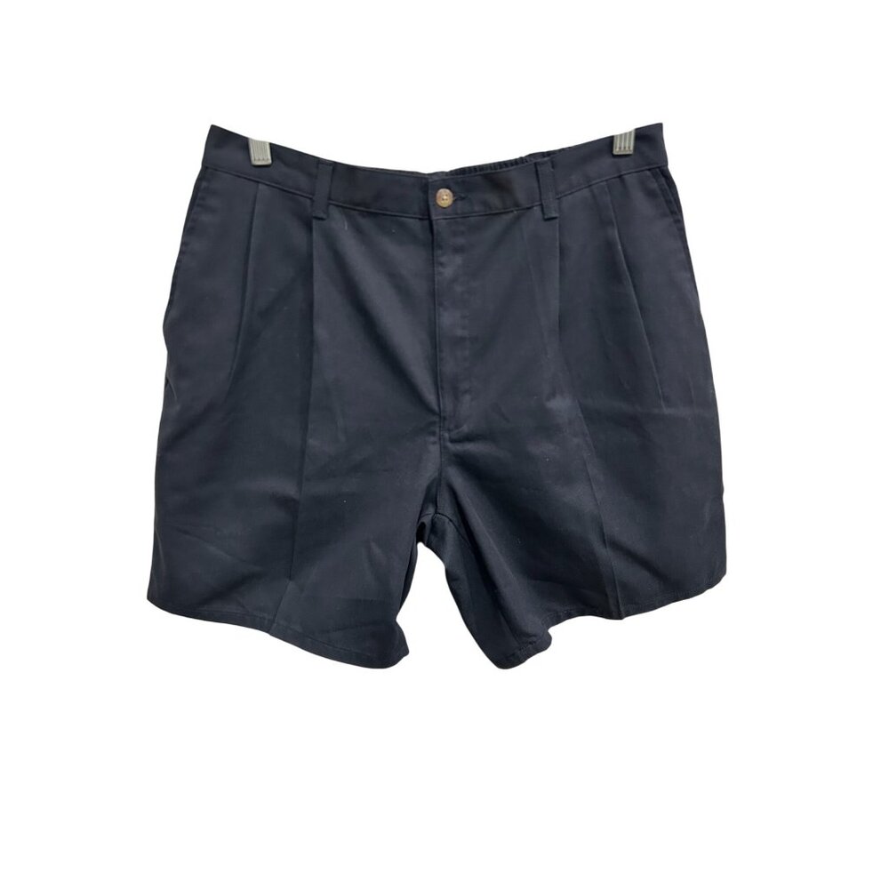 Mens Navy Blue Pleated Shorts Back Pockets Sz 38